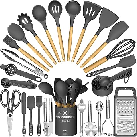 34-Piece Silicone Kitchen Utensil Set with Grater