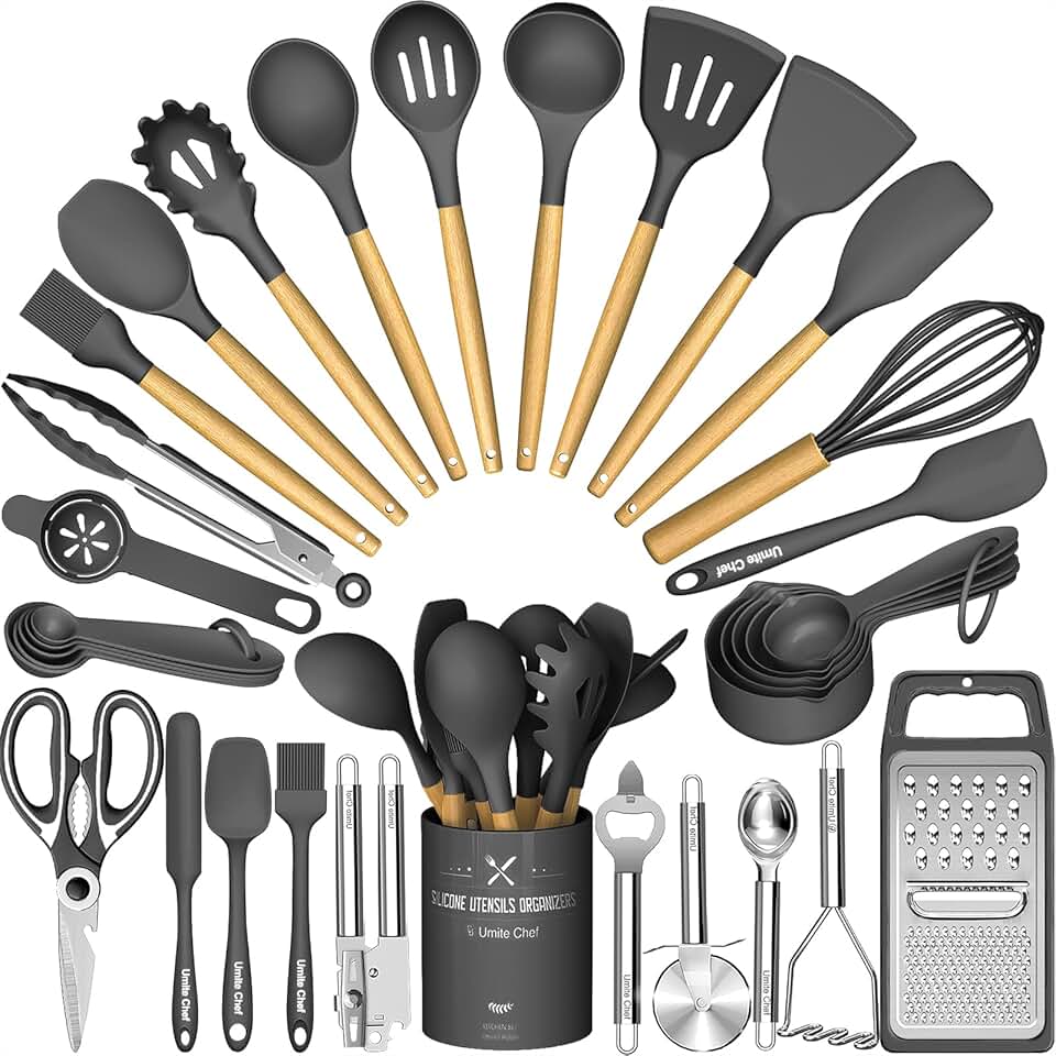 34-Piece Silicone Kitchen Utensil Set with Grater