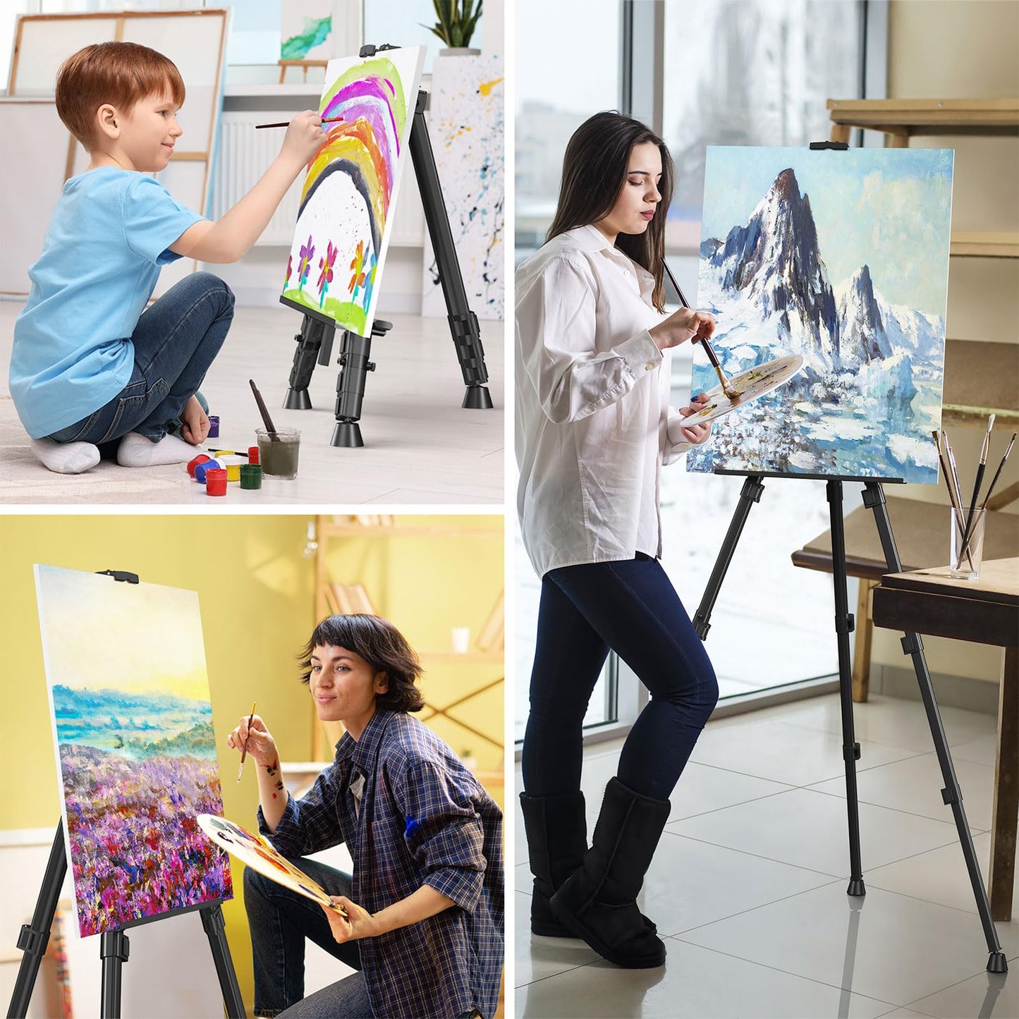 Black Adjustable Metal Art Easel for Canvas up to 36 Inches