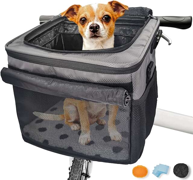 Dog and cat bike and car carriers with accessories