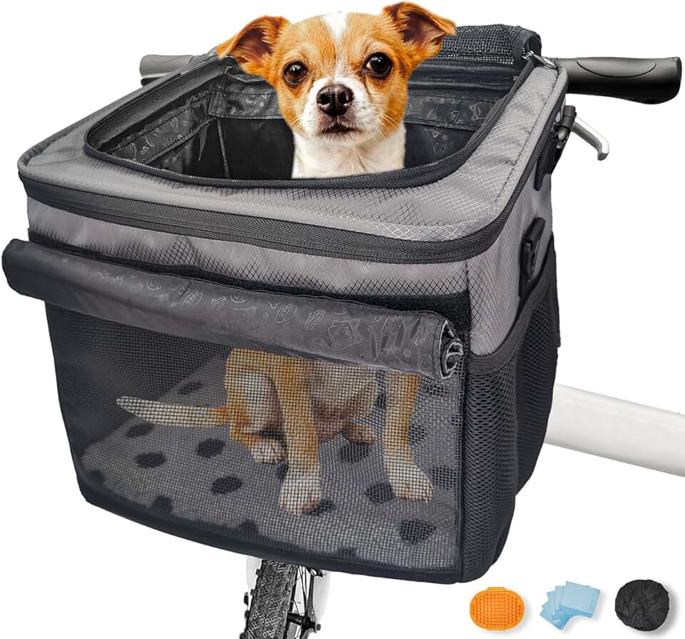 Dog and cat bike and car carriers with accessories