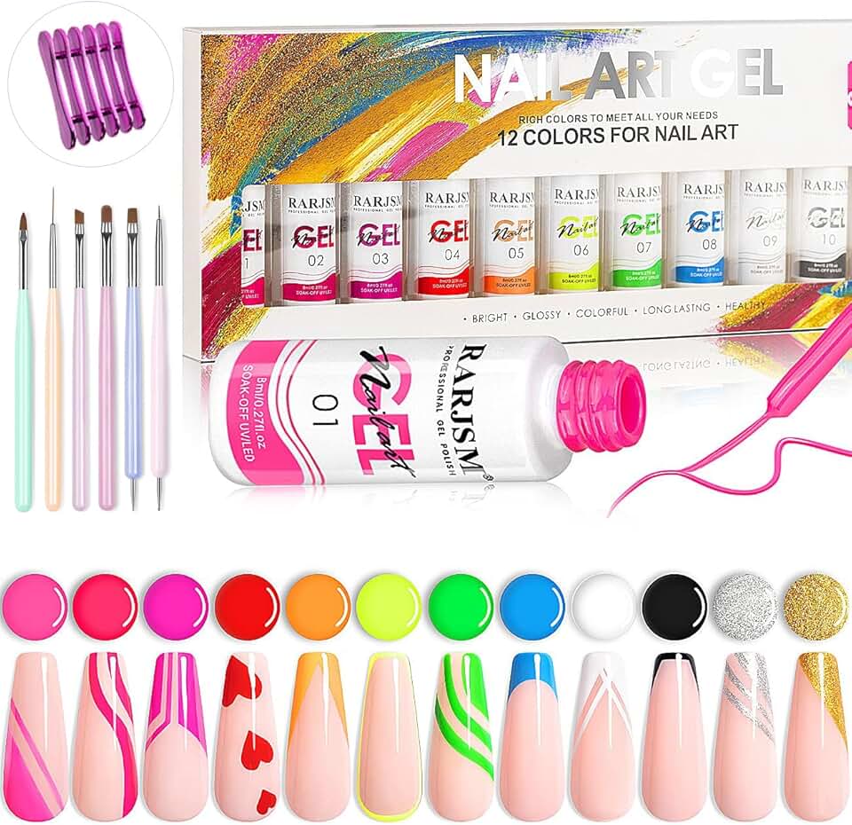 12-color gel nail polish set with 6 brushes and tools