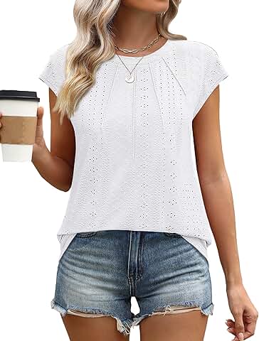 Women's Short Sleeve Pleated Casual Summer Top
