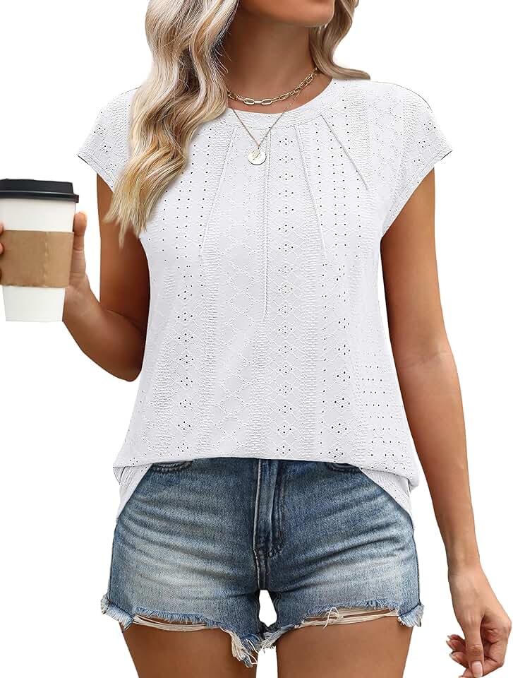 Women's Short Sleeve Pleated Casual Summer Top
