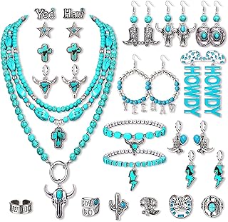 Bohemia Turquoise Necklace and Cowgirl Jewelry Set
