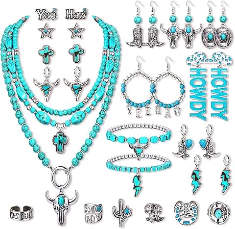 Bohemia Turquoise Necklace and Cowgirl Jewelry Set