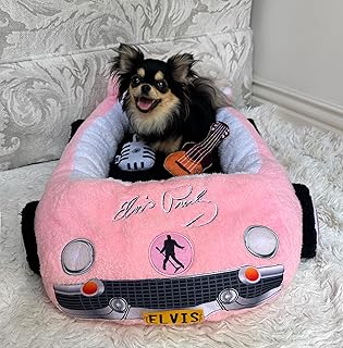 Pink Elvis Plush Car Pet Bed with Musical Pillows