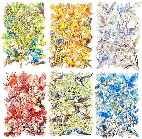 120 Waterproof Flower and Bird Stickers for Crafts
