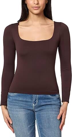 Women's Seamless Long Sleeve Square Neck Top