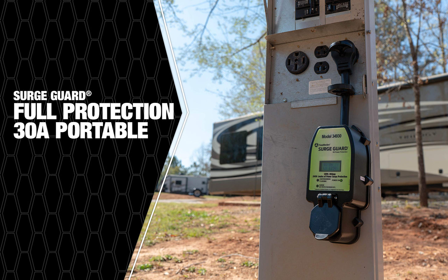 34930 Surge Guard 30A - Full Protection Portable with LCD Display Black
