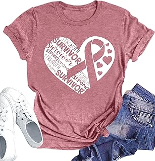 Pink Ribbon Breast Cancer Support T-Shirt for Women