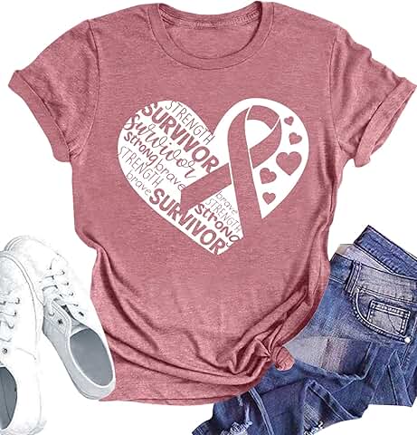Pink Ribbon Breast Cancer Support T-Shirt for Women