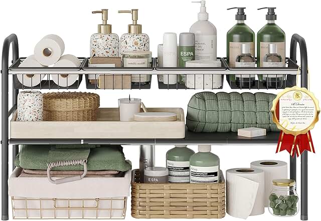 Expandable 2-Tier Under Sink Organizer with Baskets
