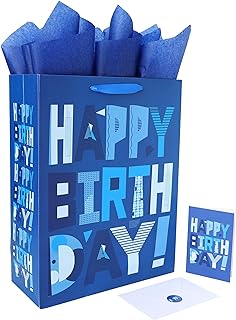 Large Blue Gift Bag with Card and Tissue