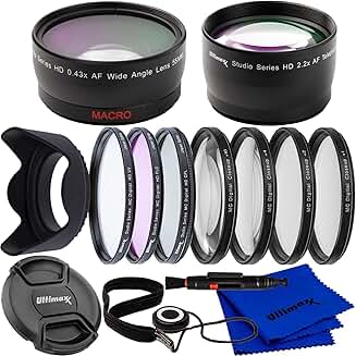 Complete 55mm Lens Filter Kit with Telephoto, Wide Angle, and Macro Lenses