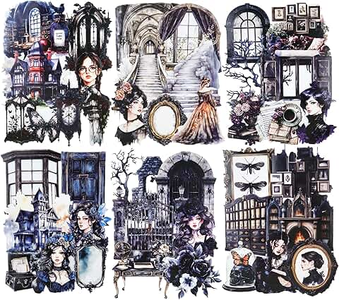 Gothic Manor Vintage Sticker Set for Crafts and Journaling