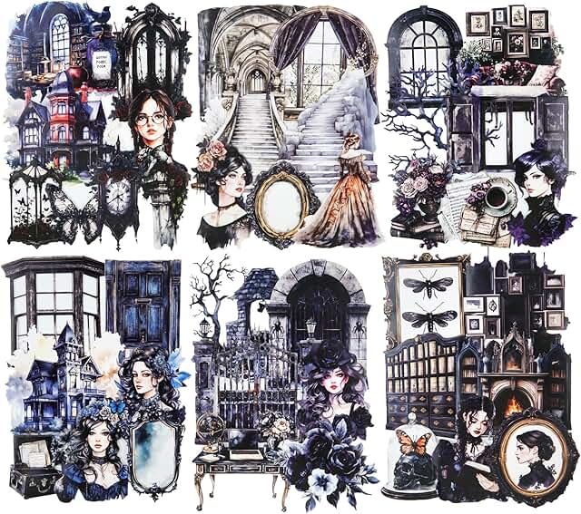 Gothic Manor Vintage Sticker Set for Crafts and Journaling