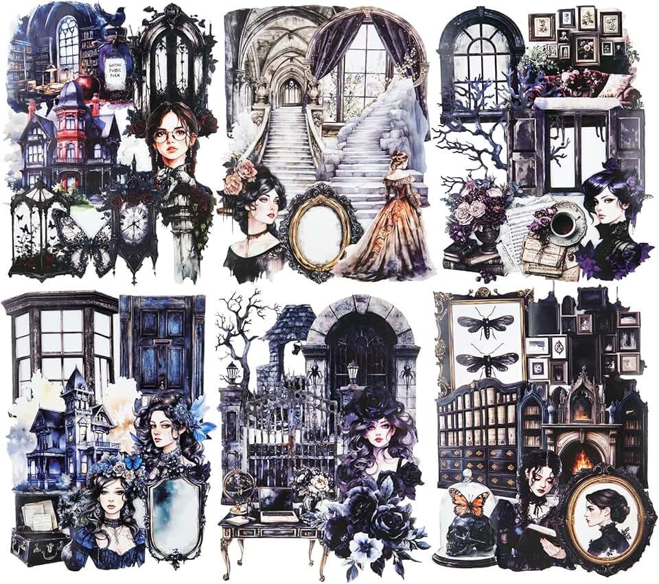 Gothic Manor Vintage Sticker Set for Crafts and Journaling
