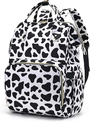 Cow Print Laptop Backpack for Women and Girls