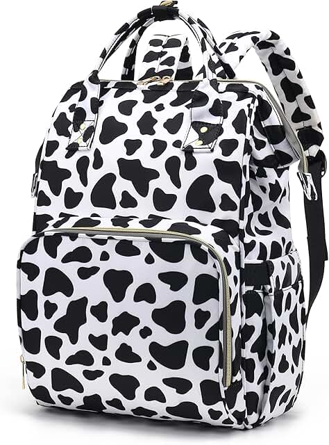 Cow Print Laptop Backpack for Women and Girls