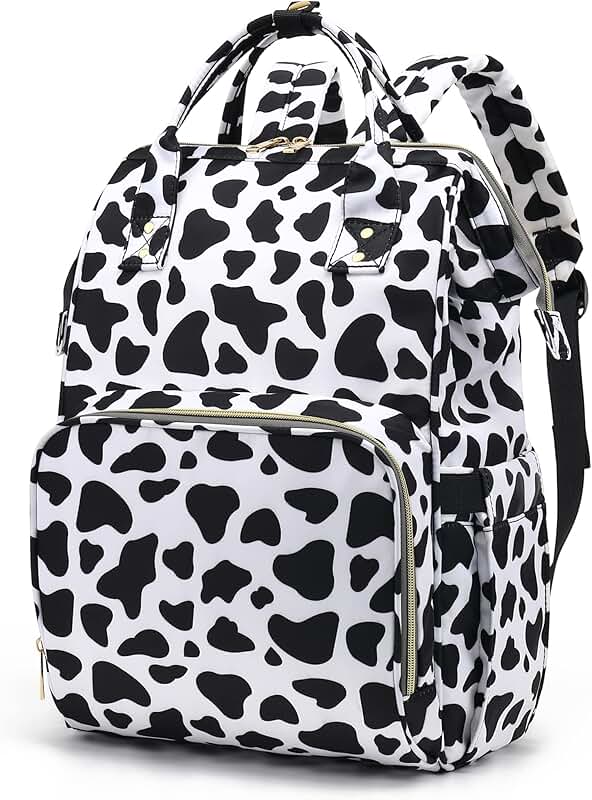 Cow Print Laptop Backpack for Women and Girls