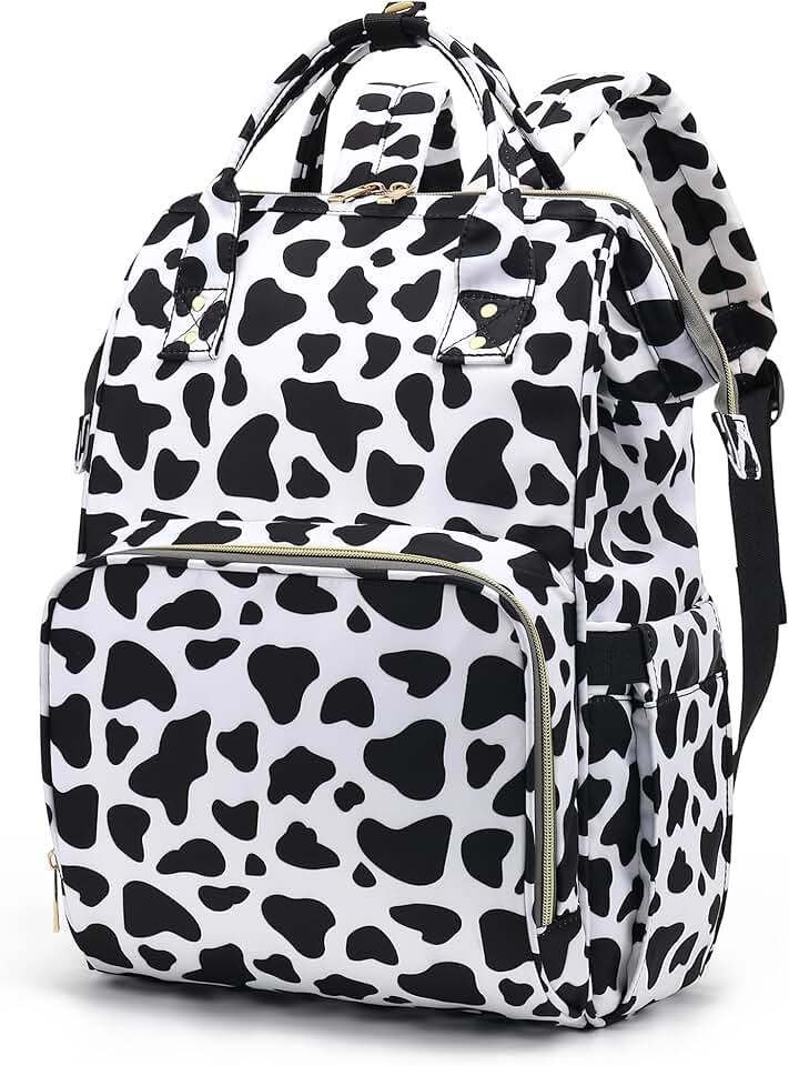 Cow Print Laptop Backpack for Women and Girls