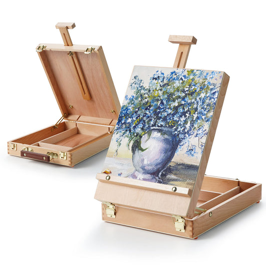 Adjustable Beechwood Tabletop Painting Easel with Storage