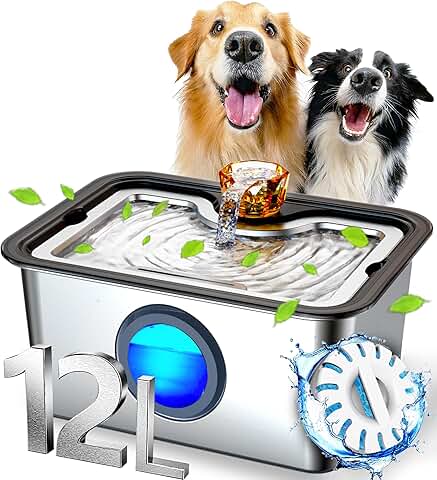Large Stainless Steel Dog Water Fountain with Filter