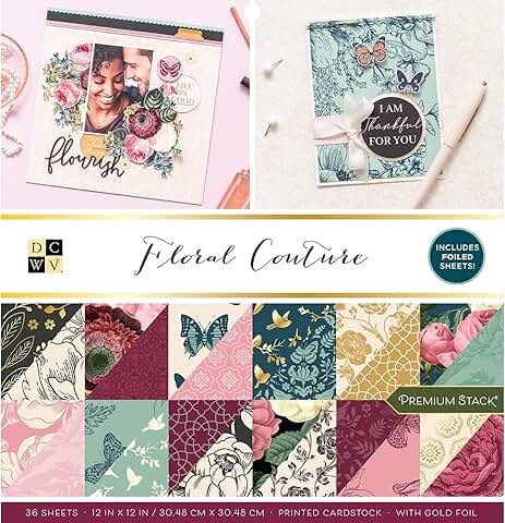 12x12 Floral Printed Cardstock, 36 Sheets