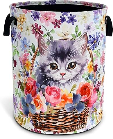Foldable Cat-Shaped Laundry Basket with Handle