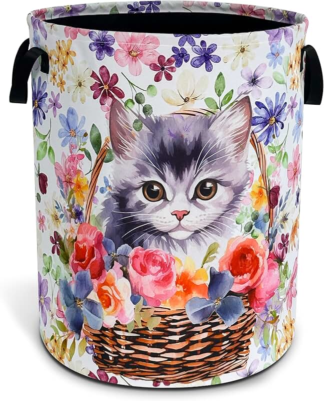 Foldable Cat-Shaped Laundry Basket with Handle