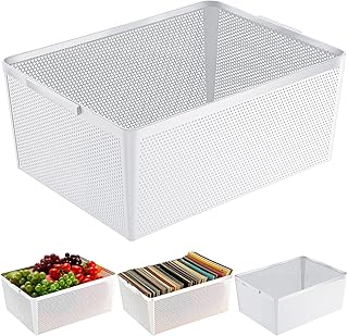 Set of four metal wire storage baskets with handles