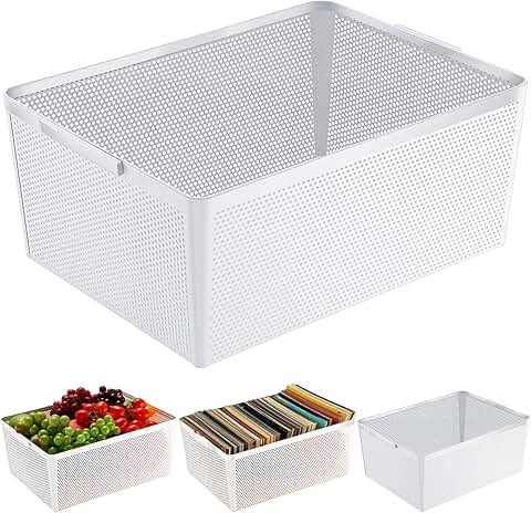 Set of four metal wire storage baskets with handles