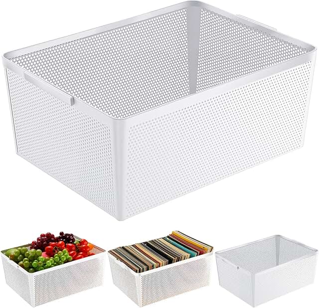Set of four metal wire storage baskets with handles