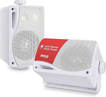 3-Way Indoor and Outdoor Wall Mount Speakers, 200W, White