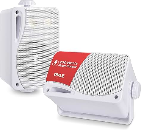 3-Way Indoor and Outdoor Wall Mount Speakers, 200W, White