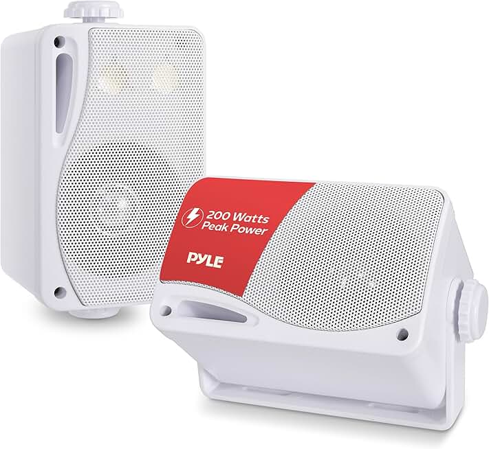 3-Way Indoor and Outdoor Wall Mount Speakers, 200W, White