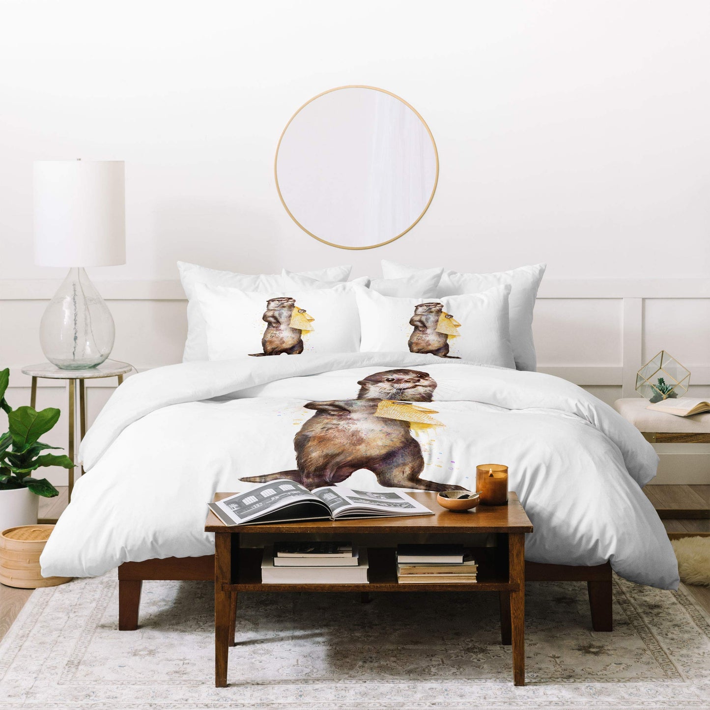 Laura Graves Otter Bath Time Duvet Set with Pillowcase(s), King, Brown