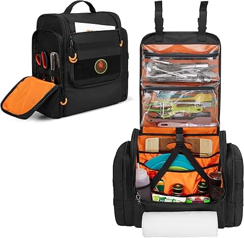 Large Tactical Camping Kitchen Organizer with Pockets and Towel Holder