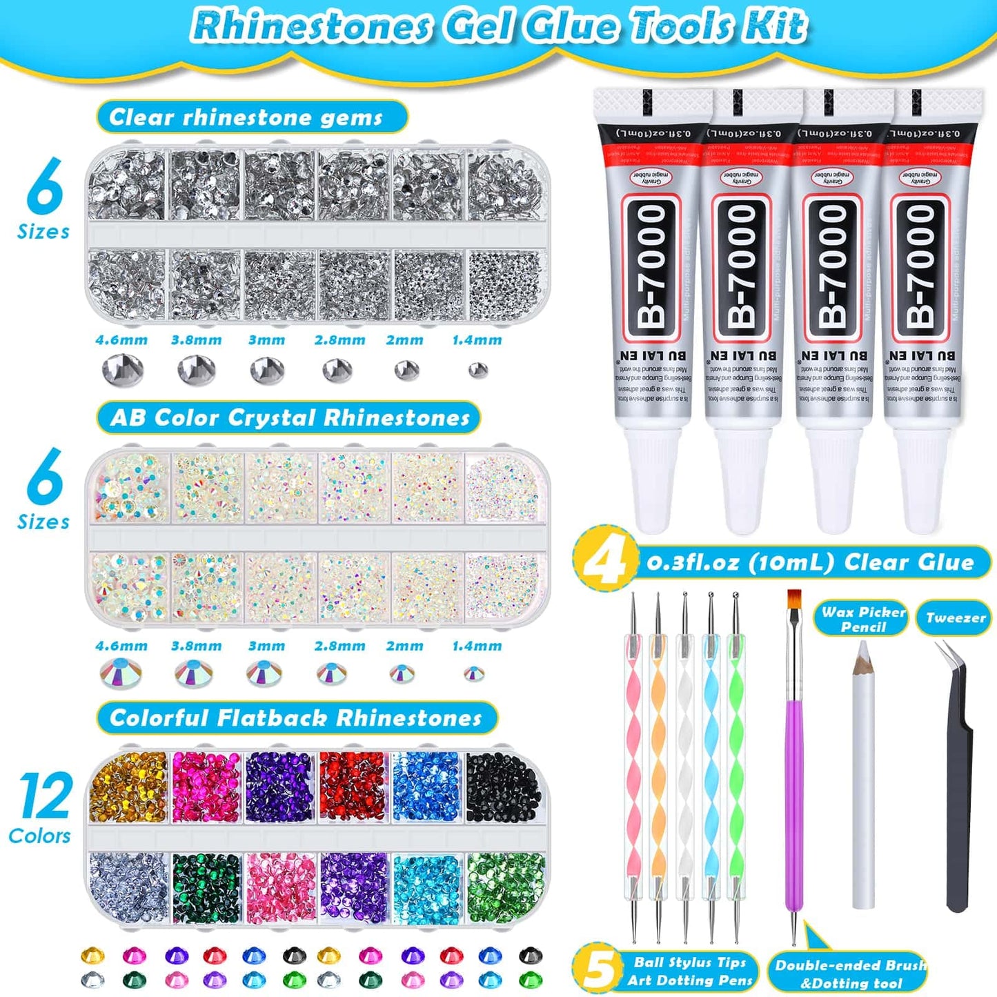 Jewelry Rhinestones and Tools Kit for Crafts and Decorations