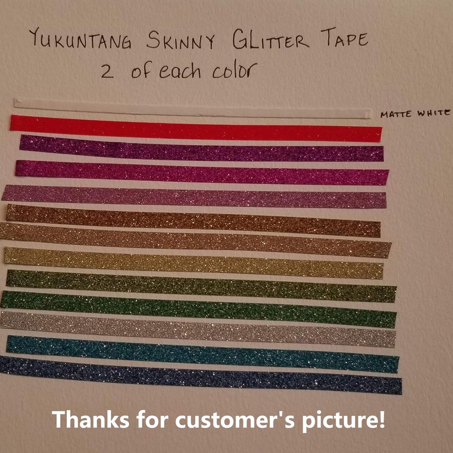 Set of 24 glitter washi tape rolls in 12 colors
