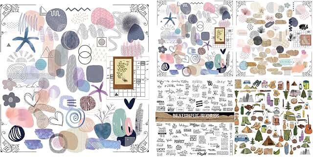 Set of 5 Vintage Junk Journal and Scrapbooking Stickers