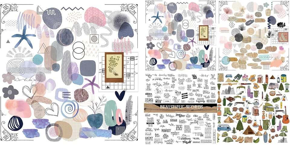 Set of 5 Vintage Junk Journal and Scrapbooking Stickers