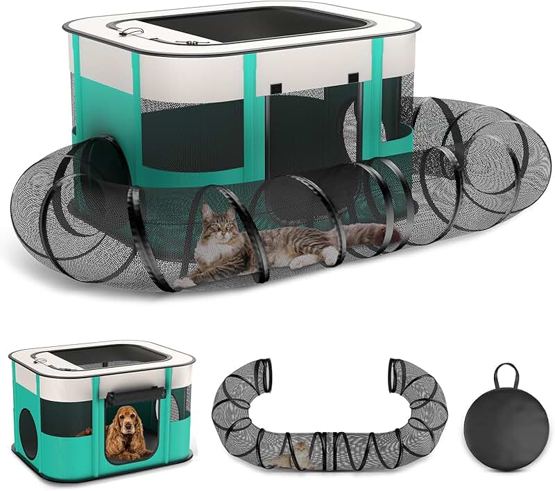 Outdoor Cat Playpen with Tunnel for Indoor Cats and Small Animals