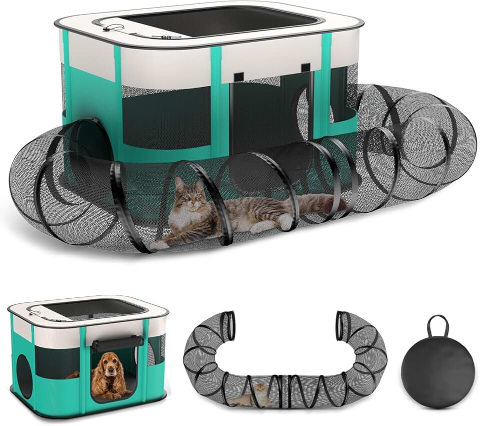 Outdoor Cat Playpen with Tunnel for Indoor Cats and Small Animals