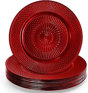 12 Pack Red 13-Inch Beaded Charger Plates