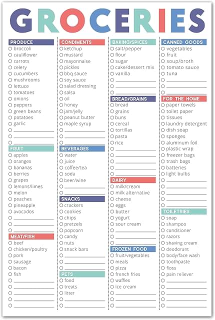 Magnetic Grocery List Notepad, 6x9 inches, 60 pages