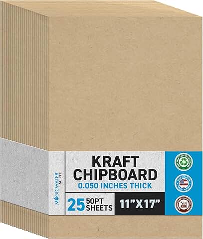 11x17 Inch Heavy Duty Kraft Chipboard Sheets, 25 Pack