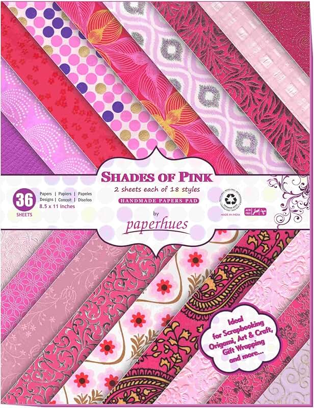 Pink Handmade Scrapbook Paper, 8.5x11 inches