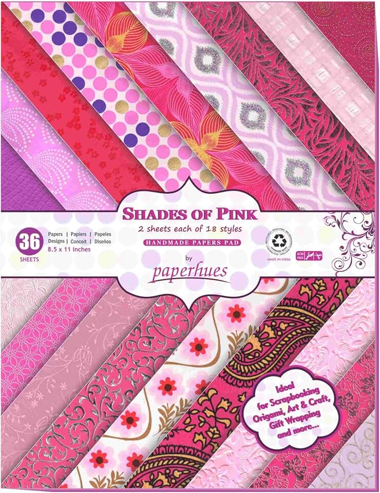 Pink Handmade Scrapbook Paper, 8.5x11 inches